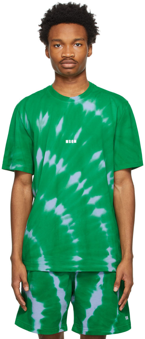 MSGM Green Tie-Dye T-Shirt