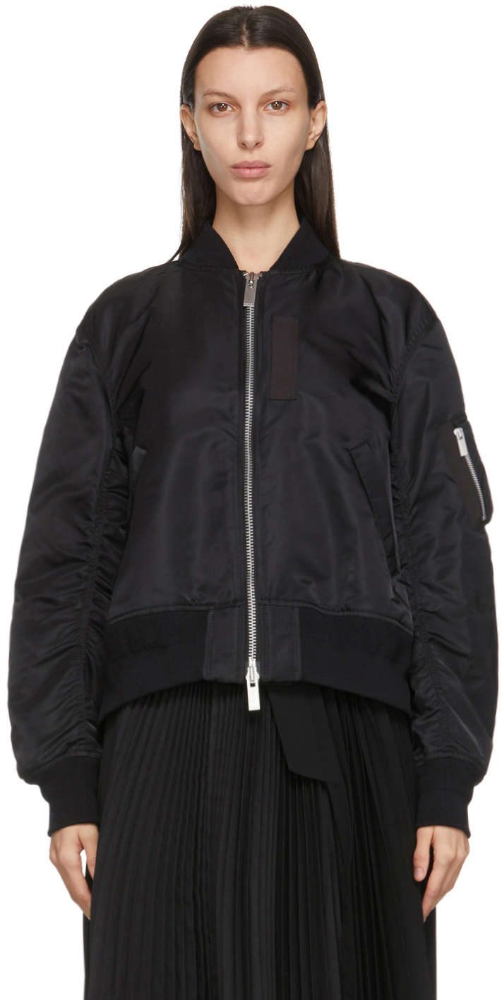Black Ma 1 Bomber Jacket By Sacai Ssense Black Ma 1 Bomber Jacket By Sacai Ssense