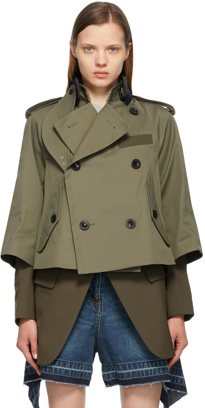 sacai: Khaki Gabardine Suiting Jacket | SSENSE