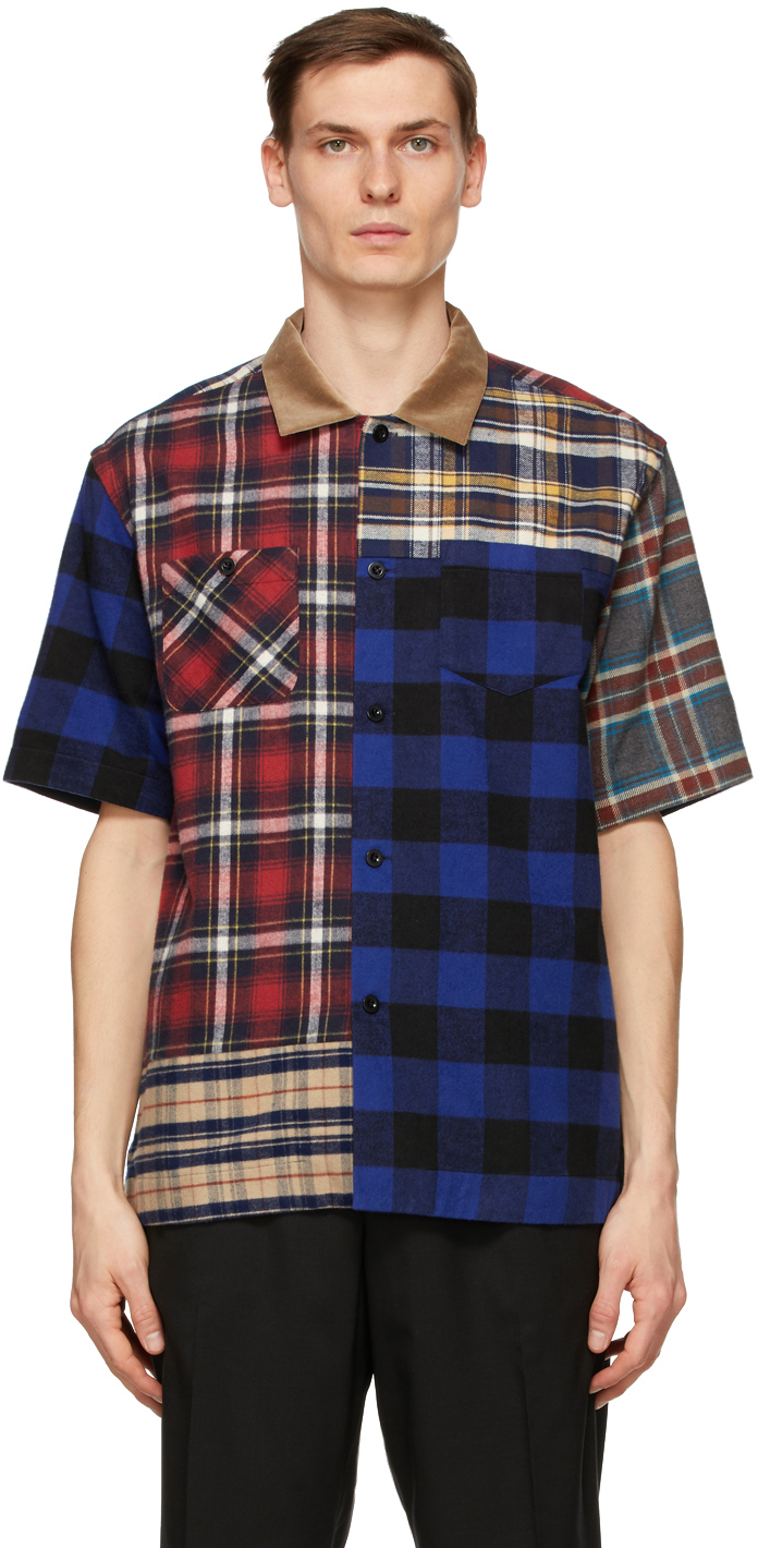 sacai: Multicolor Flannel Plaid Mix Shirt | SSENSE