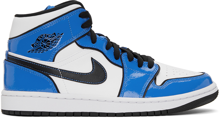 Nike Jordan: Blue & White Air Jordan 1 Mid SE Sneakers | SSENSE