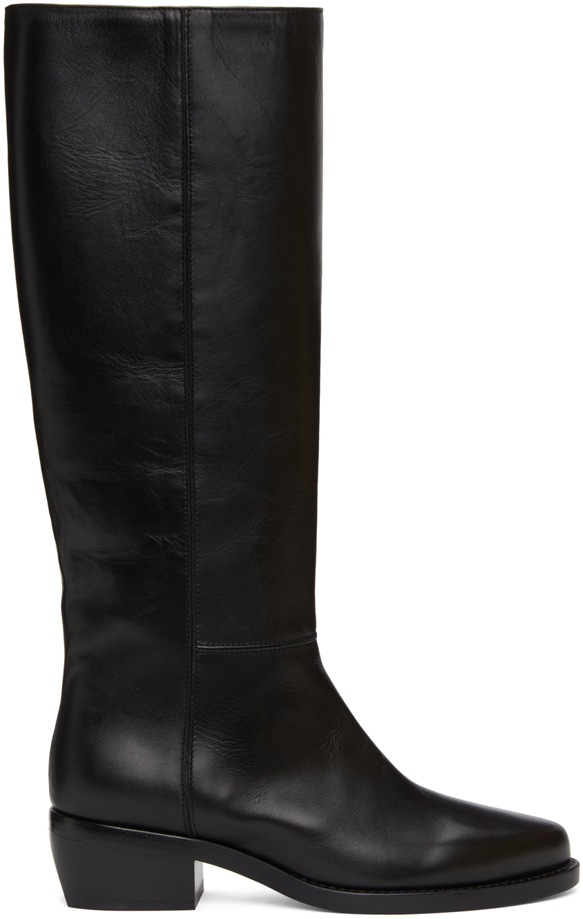 Legres: Black Leather Riding Boots | SSENSE