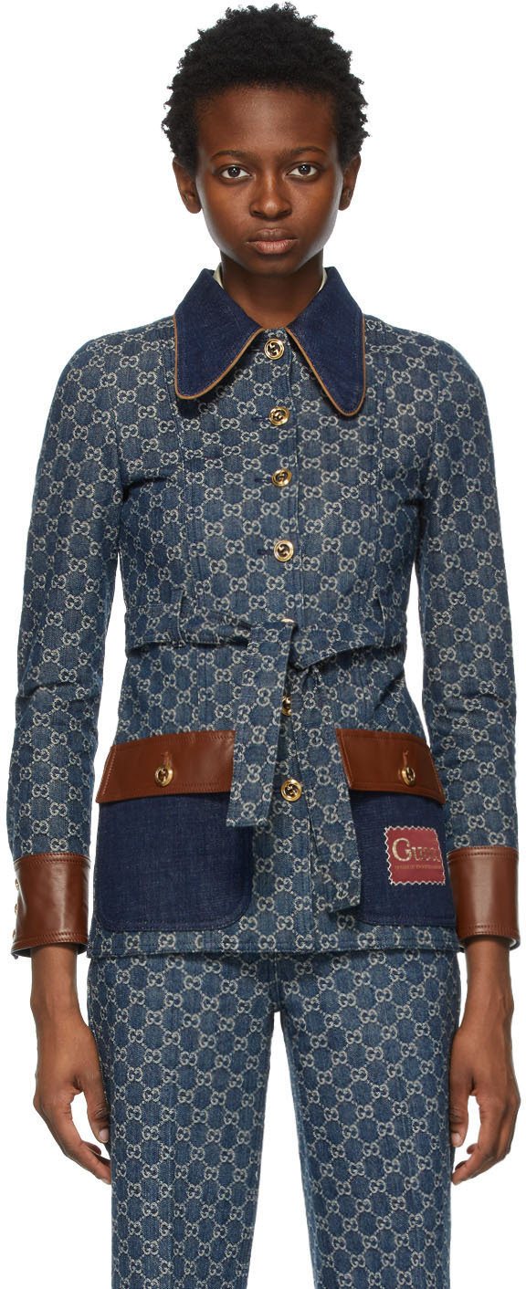 Gucci: Blue Denim Eco Washed Jacket | SSENSE Canada