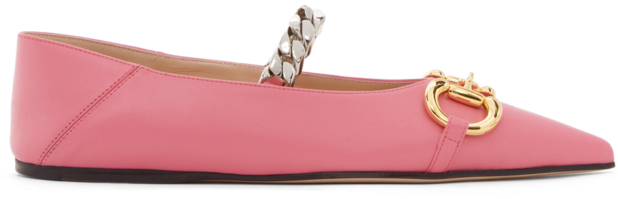 Gucci 粉色马衔扣芭蕾鞋 - 621161-BKO00