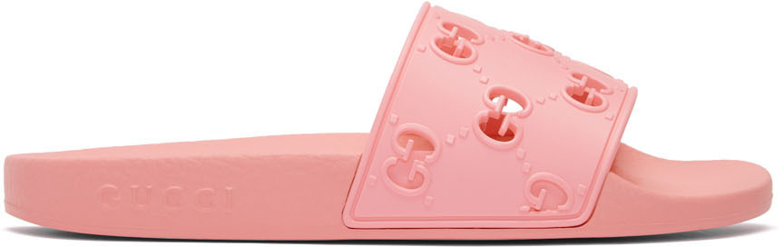Gucci: Pink GG Pool Slides | SSENSE