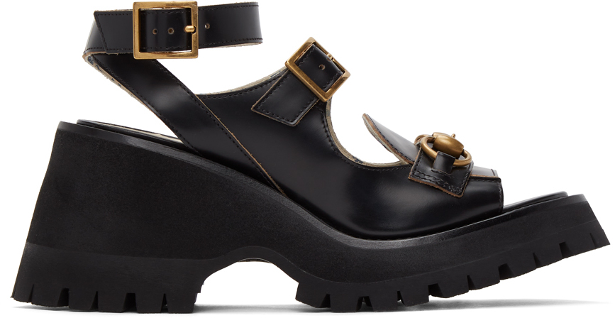 gucci black horsebit sandals