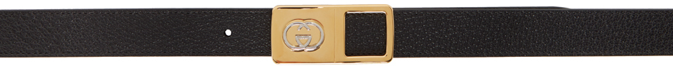 Gucci: ブラック Interlocking G レザー ベルト | SSENSE 日本