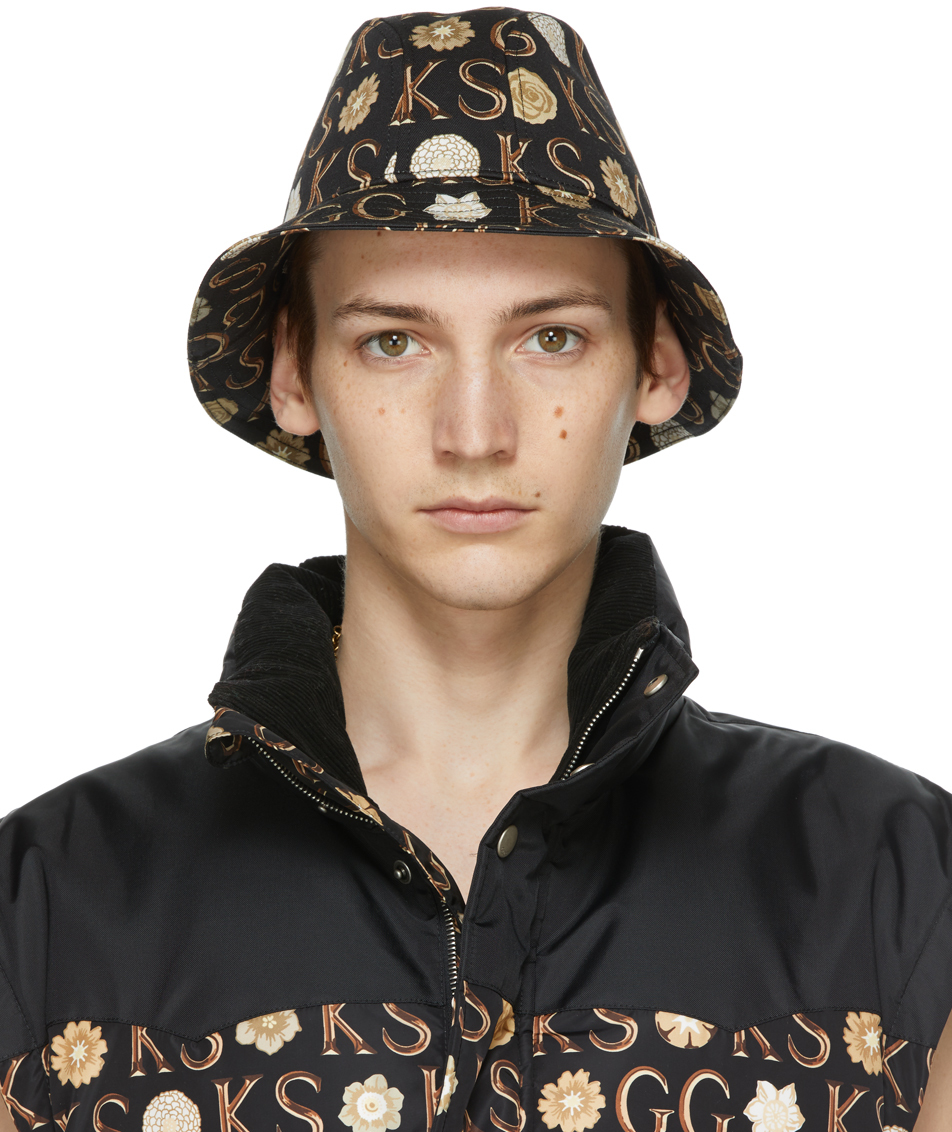 Gucci: Black Ken Scott Edition Floral Bucket Hat | SSENSE