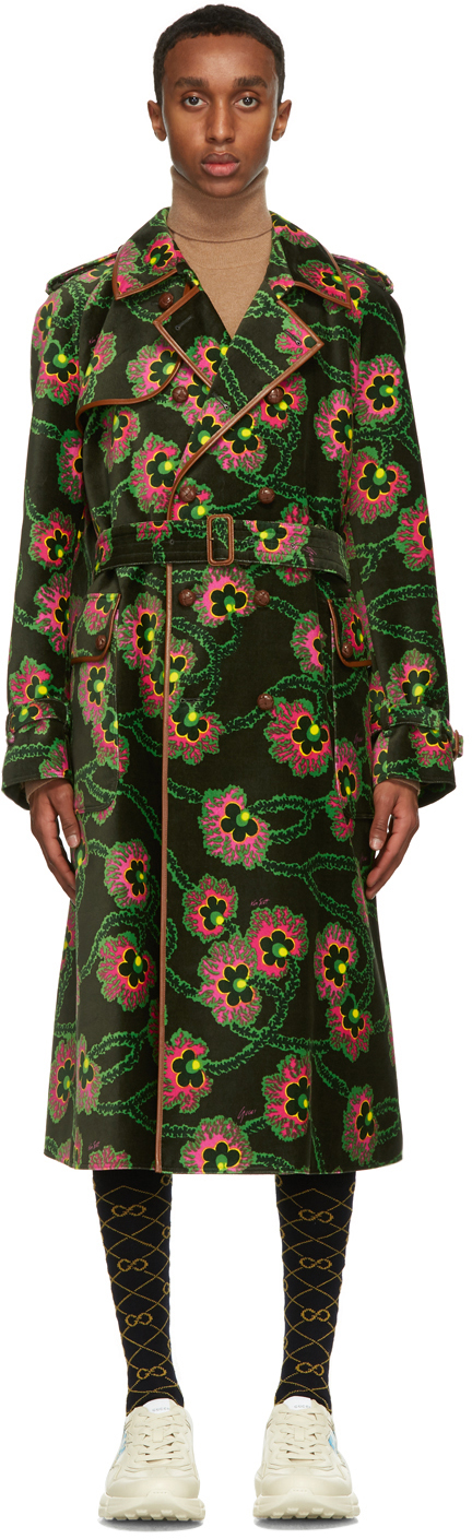 Gucci Green Ken Scott Edition Velvet Floral Coat 211451M176002