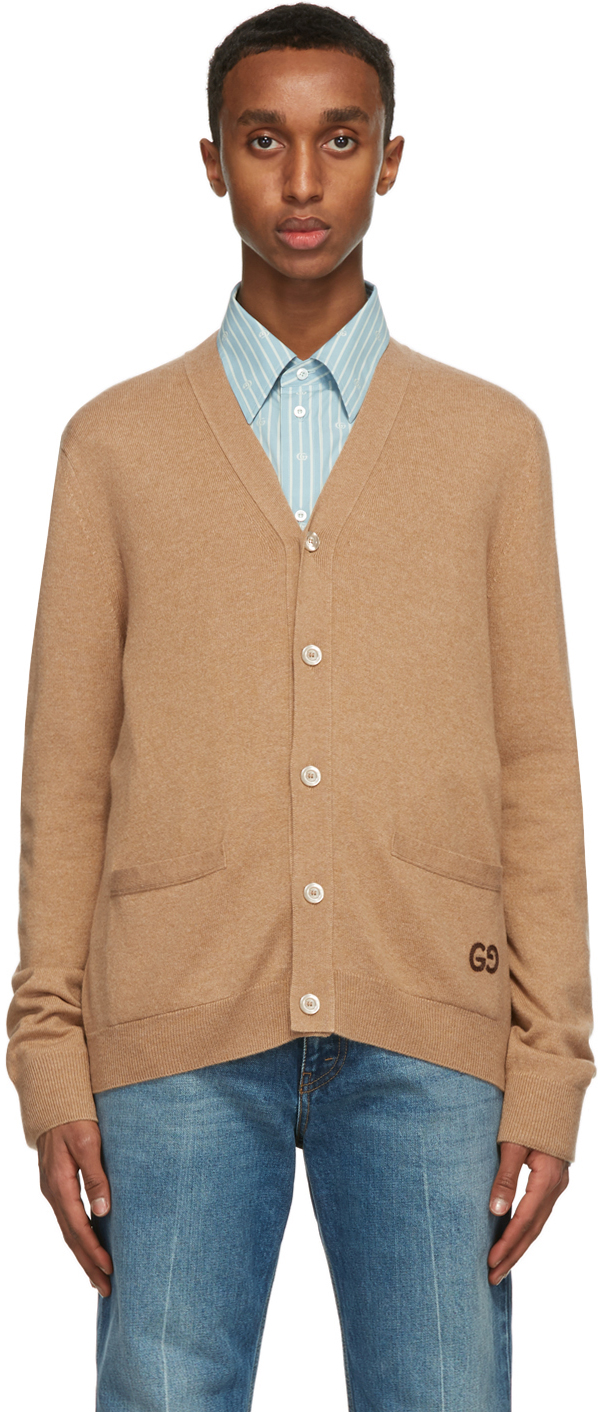 tan cashmere cardigan