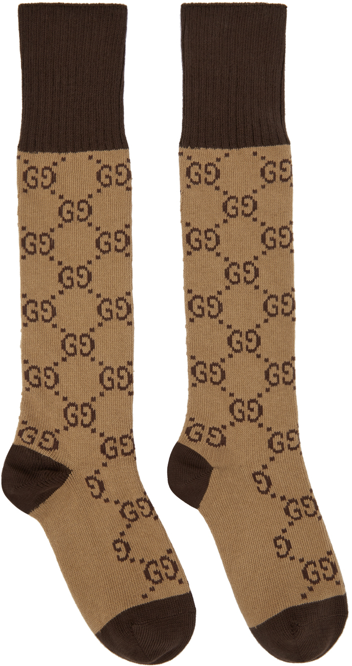 Gucci: Beige \u0026 Brown GG Print Socks 