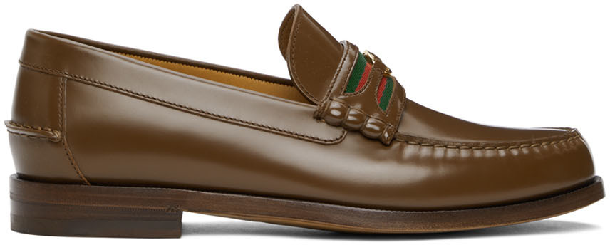Gucci Brown Interlocking G Loafers