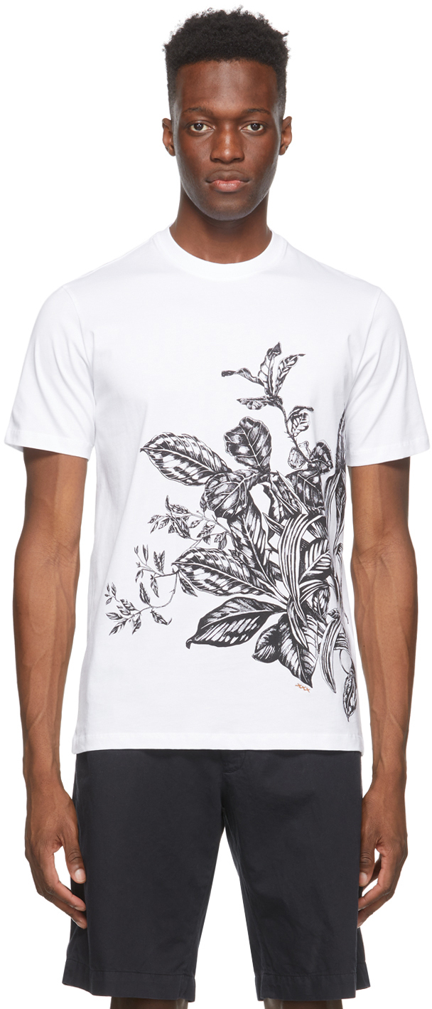 Ermenegildo Zegna Couture White Floral Print T-Shirt
