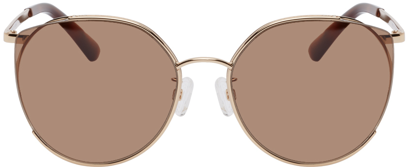 MCQ Brown Round Iconic Gravity Bar Sunglasses