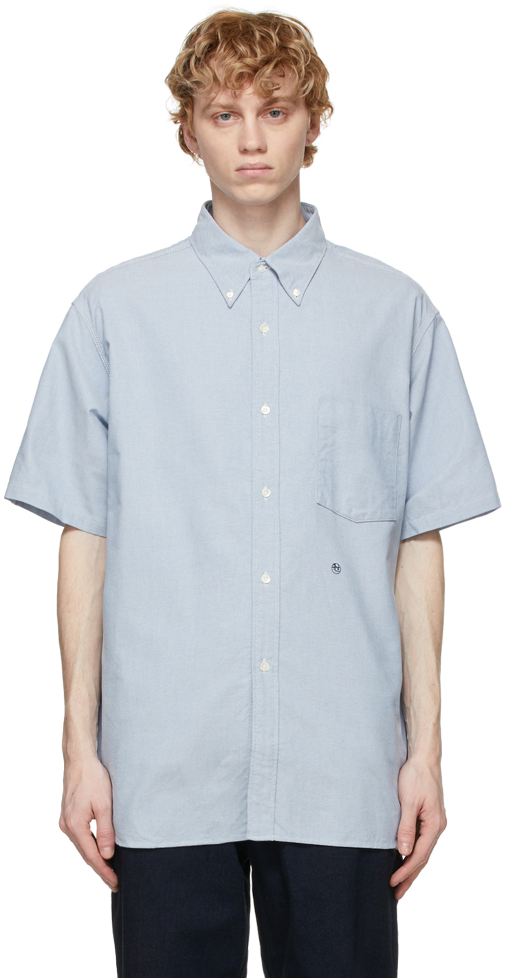 Nanamica: Blue Wind Button-Down Shirt | SSENSE