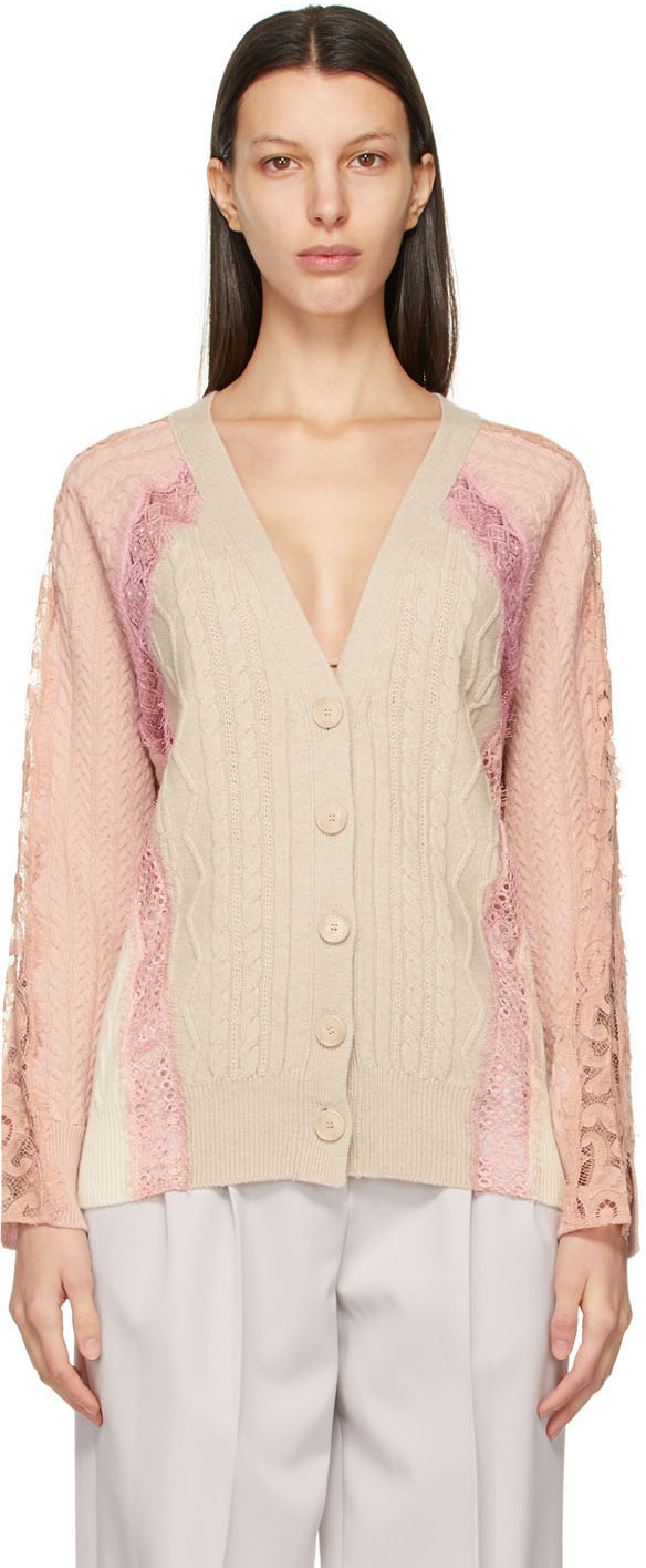 beige lace cardigan