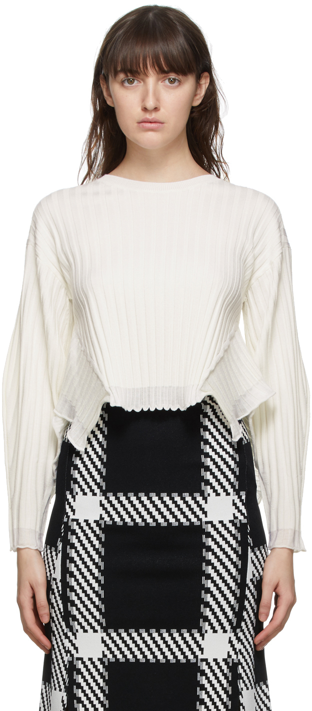 Stella McCartney: White Wool Ribbed Sweater | SSENSE
