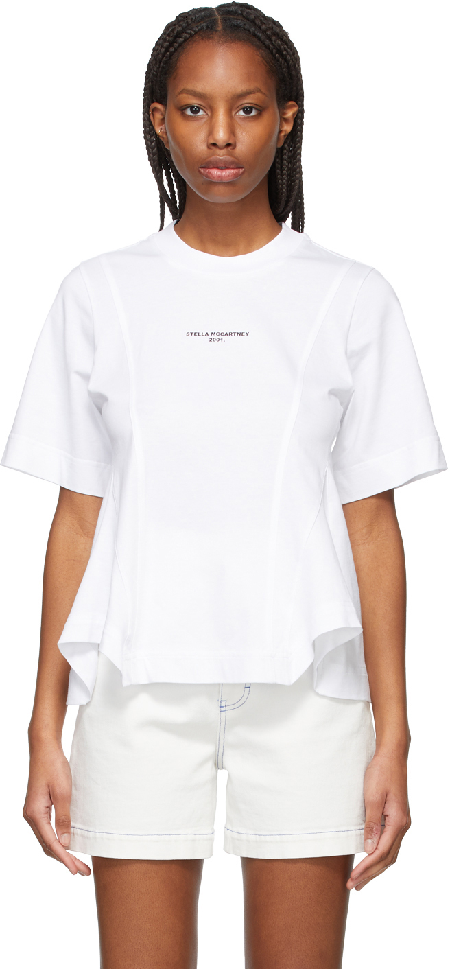 Stella McCartney: White Drape Logo T-Shirt | SSENSE