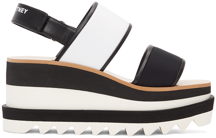 Stella McCartney Black & White Sneak Elyse Platform Sandals