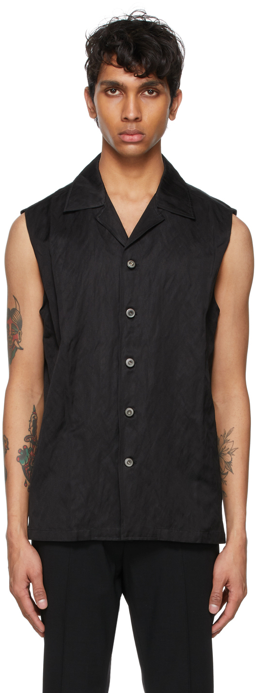 Sean Suen: Black Sleeveless Shirt | SSENSE Canada
