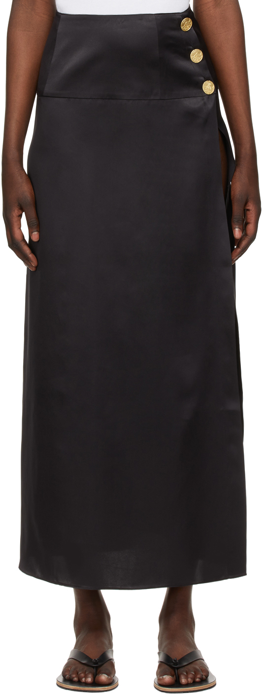 Le Kasha Black Silk Coin Tacheng Skirt