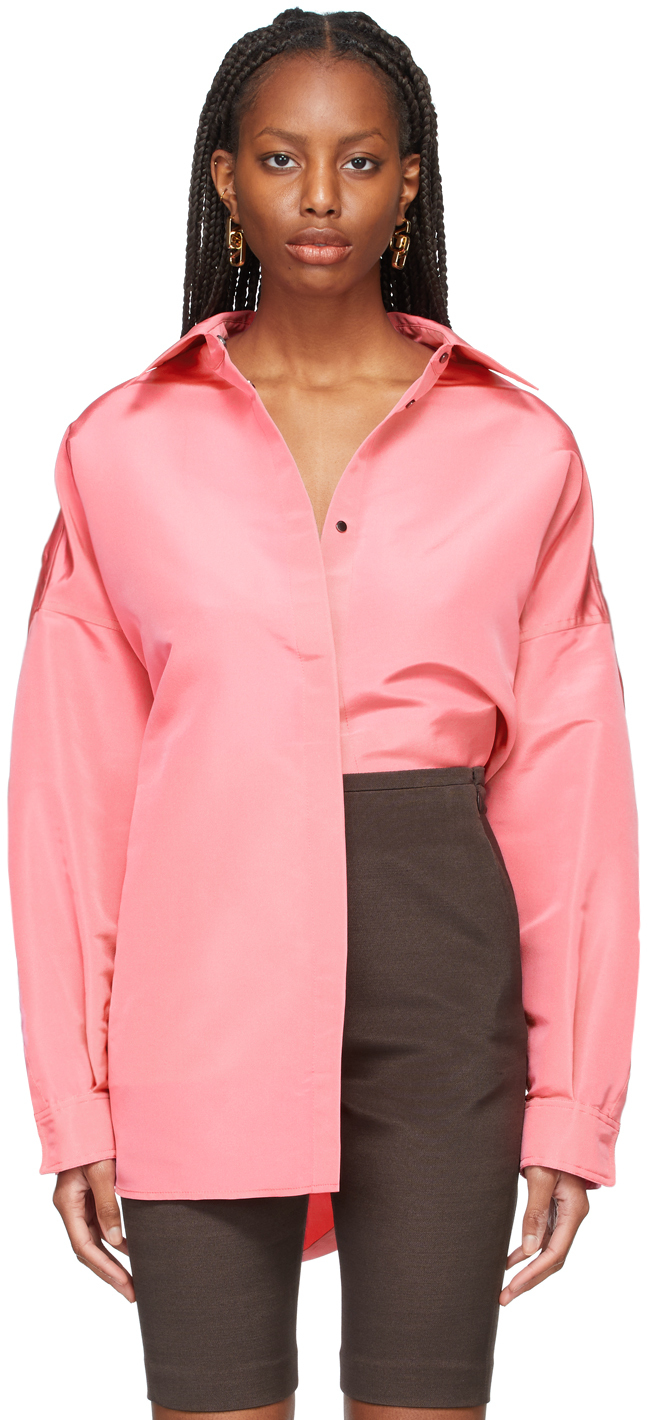 Valentino: Pink Faille Over Shirt | SSENSE UK