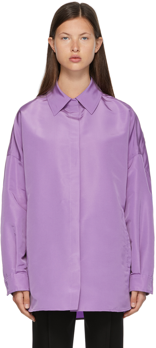 Valentino: Purple Silk Faille Shirt | SSENSE