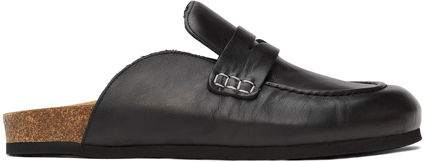 JW ANDERSON BLACK LEATHER LOAFERS