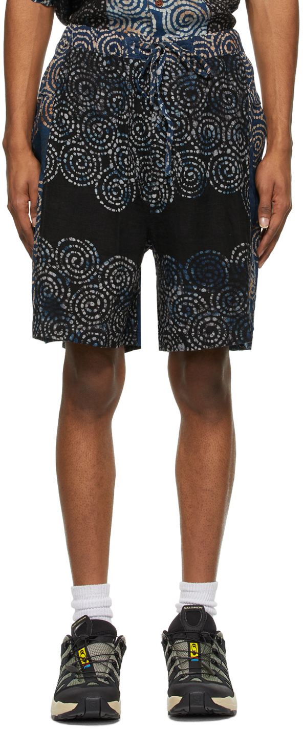 Story mfg.: Blue & Black Onda Shorts | SSENSE