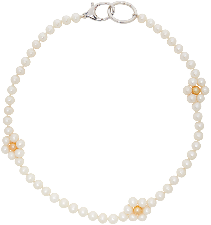 Hatton Labs SSENSE Exclusive White Daisy Pearl Chain Necklace SSENSE