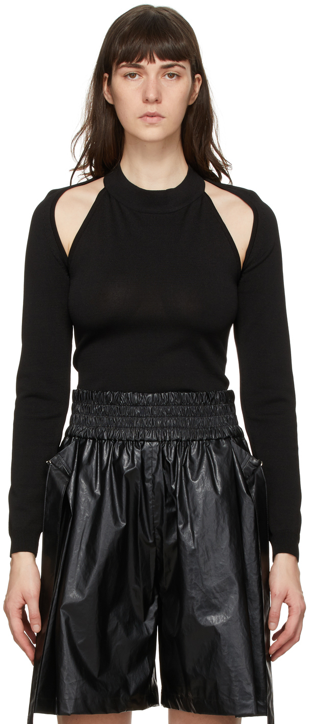 System: Black Cut-Out Sweater | SSENSE
