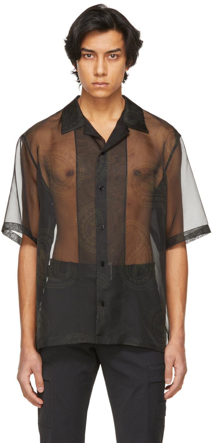 Black Pattern Short Sleeve Shirt by System on Sale