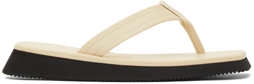LE17SEPTEMBRE OFF-WHITE LEATHER FLIP FLOPS