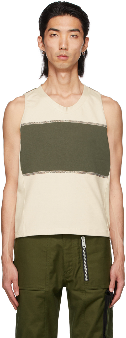 ADYAR SSENSE Exclusive Off-White & Green Clementi Tank Top