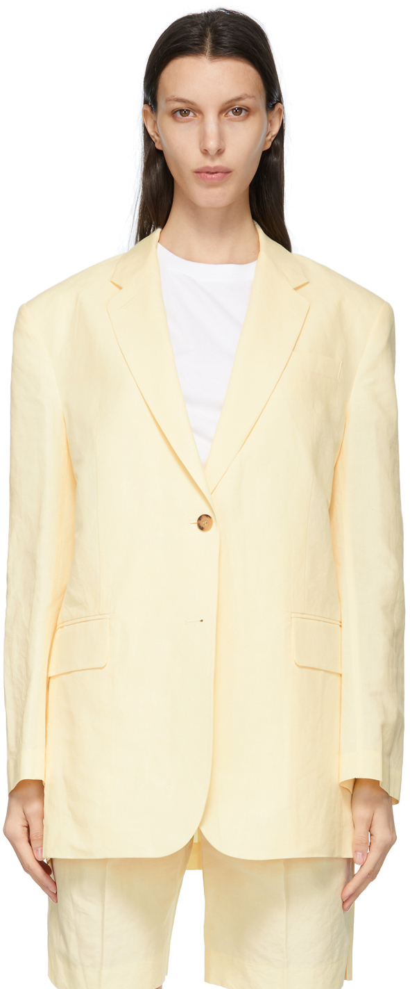 DRAE: Yellow Linen Boy Blazer | SSENSE