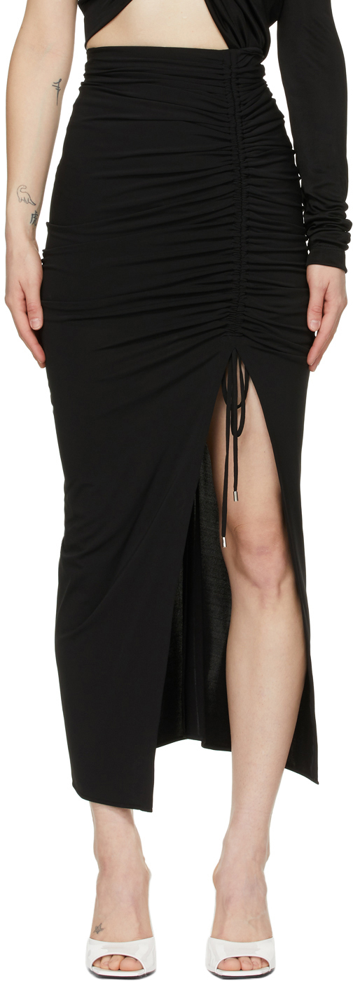 Black Jersey Slit Skirt