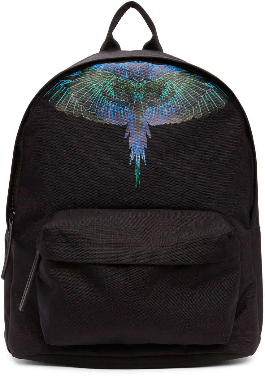 Marcelo Burlon County of Milan Black Blue Neon Wings Backpack 211539M166000