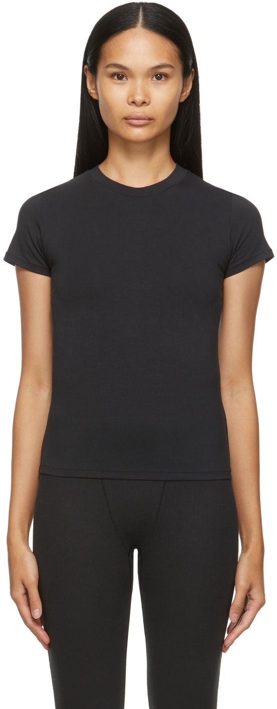 SKIMS: Black Cotton T-Shirt | SSENSE Canada