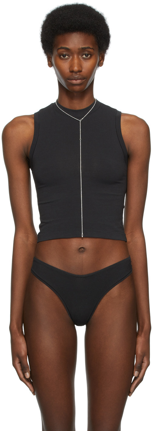 SKIMS Black Cotton 2.0 Mock Neck Tank Top