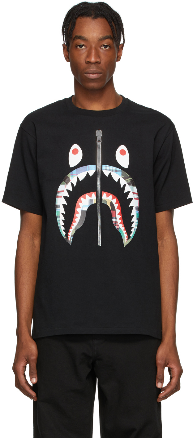 BAPE: Black Patchwork Shark T-Shirt 