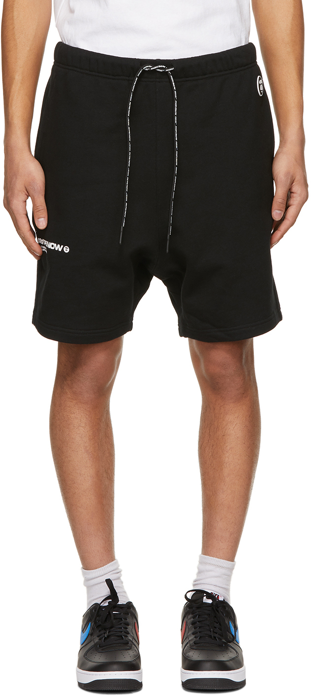 pe By A Bathing Ape Black Fleece One Point Shorts Ssense