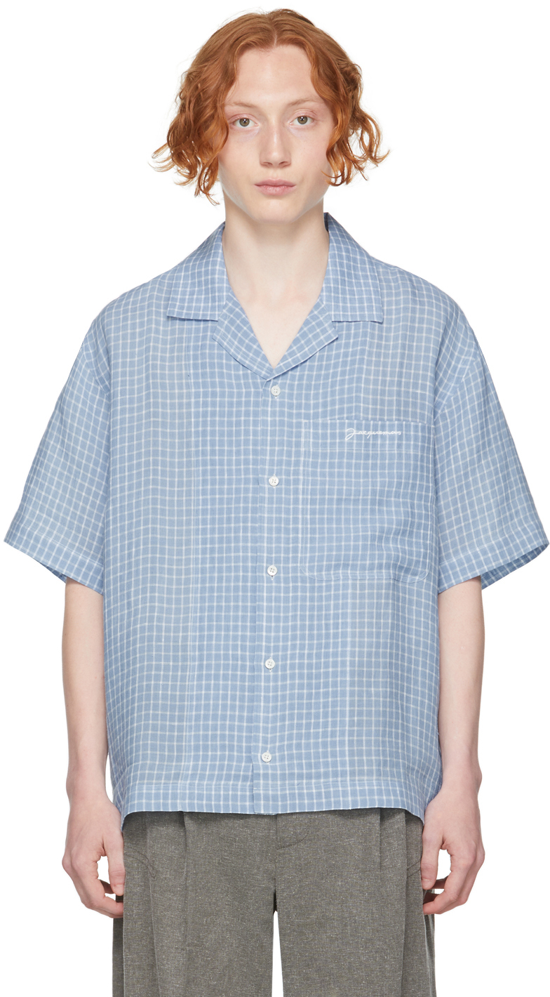 Jacquemus: Blue 'La Chemise Jean' Short Sleeve Shirt | SSENSE