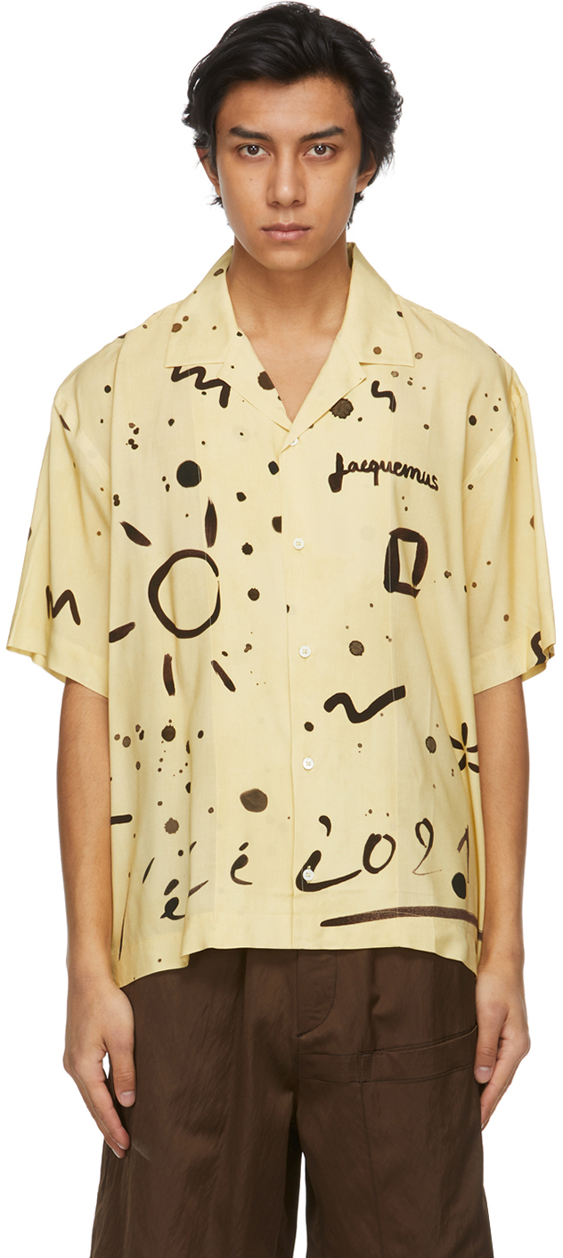 Jacquemus: Yellow Summer 21 Print 'La Chemise Jean' Short Sleeve Shirt ...
