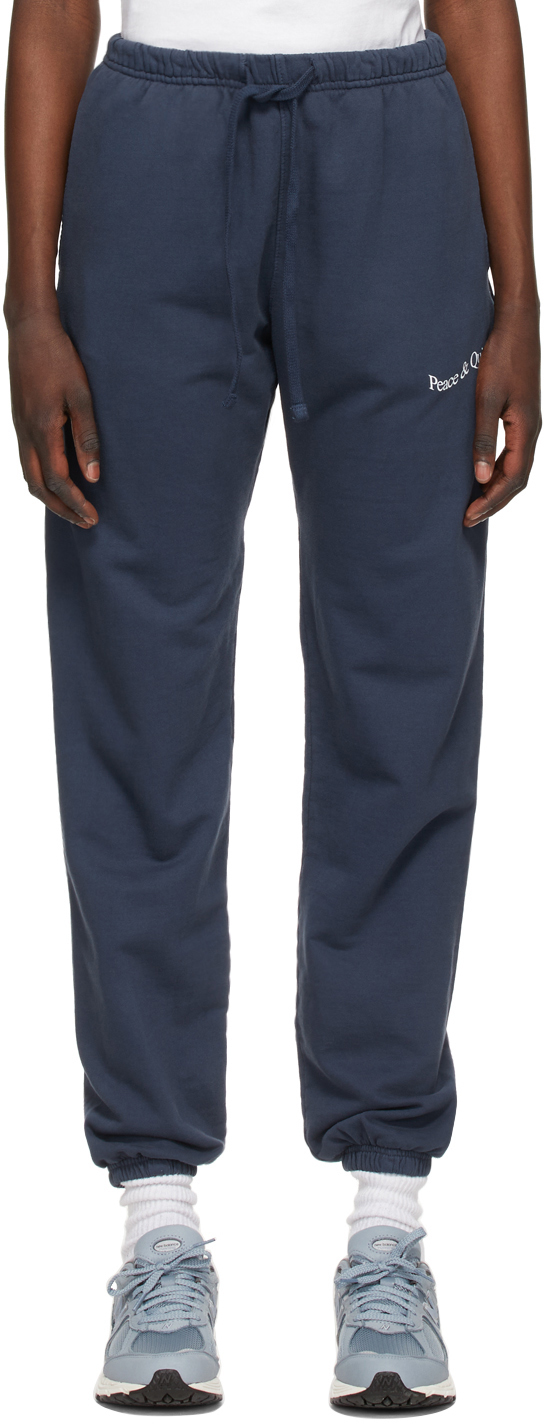 MUSEUM OF PEACE AND QUIET NAVY WORD MARK LOUNGE PANTS
