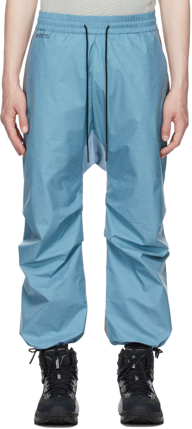 Blue & Grey Weight Map Field Lounge Pants by BYBORRE on Sale