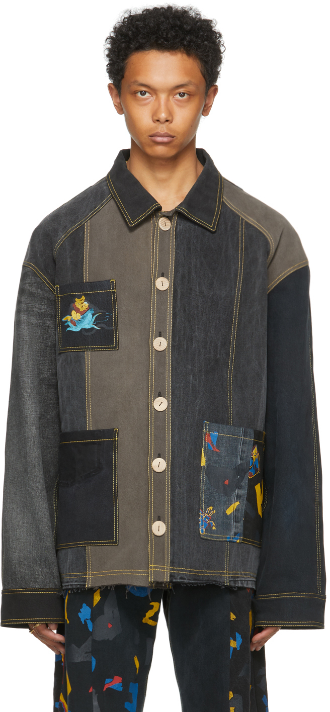 Bethany Williams Black The Magpie Project Edition Denim Printed Jacket