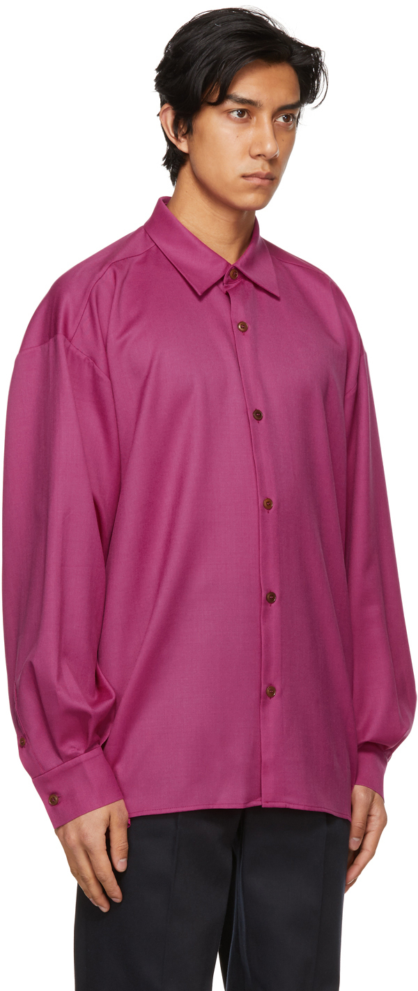 King & Tuckfield ピンク Pleated Sleeve オーバーサイズ シャツ
