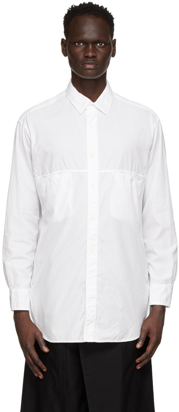 Yohji Yamamoto: White Poplin Chain Stitch Shirt | SSENSE Canada