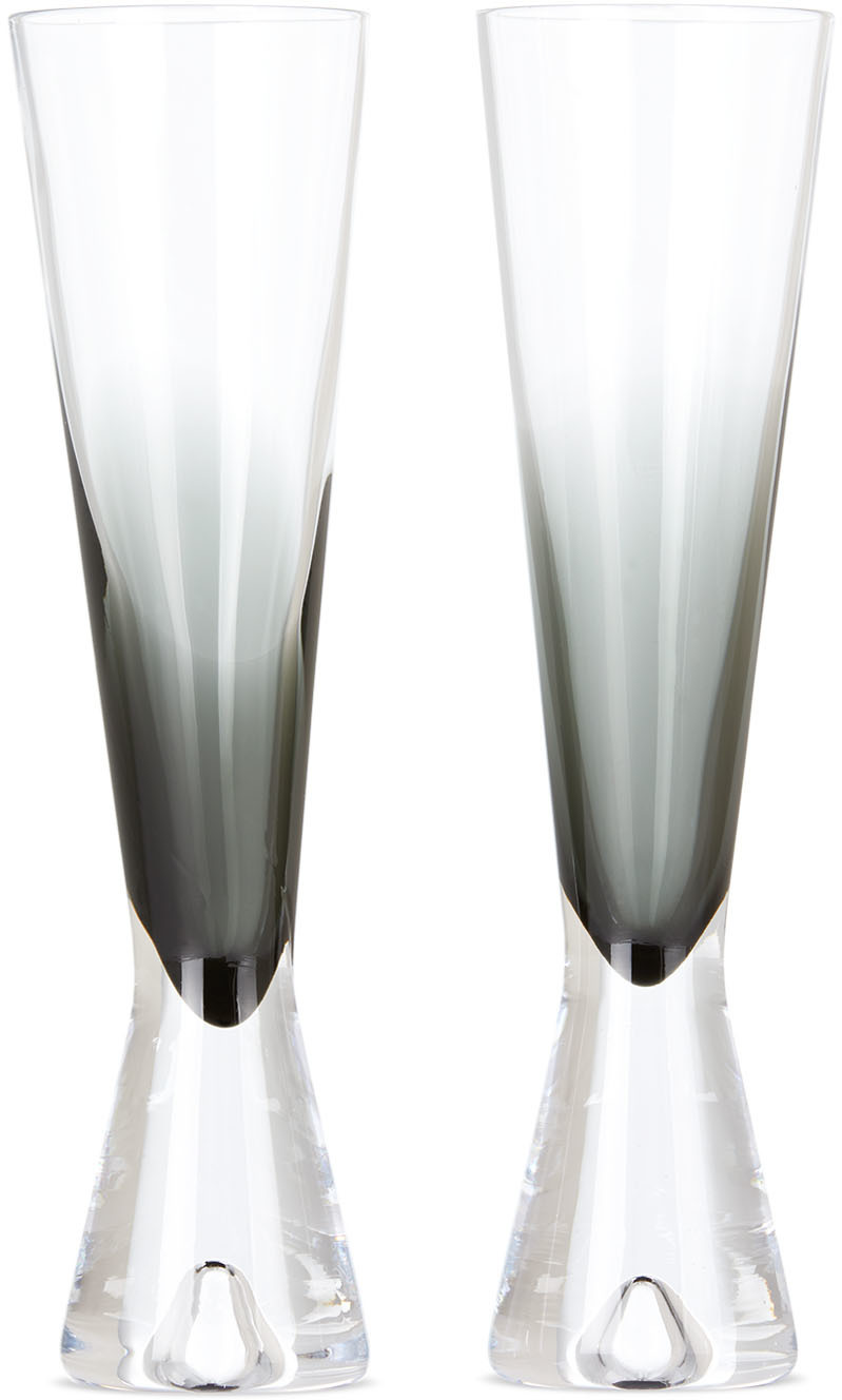 Tom Dixon Black Tank Champagne Glass Set In Clear Grad