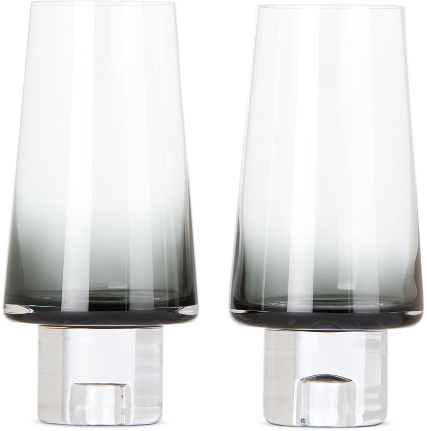 Tom Dixon Black Tank High Ball Glass Set In Clear Grad